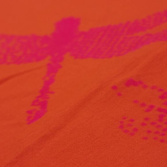 Leigh & Luca Scarf Orange/ Pink Flocked Scarf - Picture 8 of 14